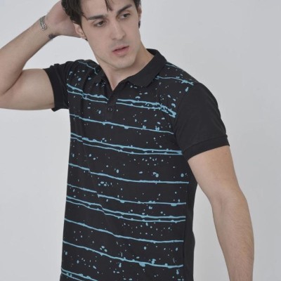 Erkek Pike Polo Yaka tişört Slim Fit Baskılı Kısa kol T-Shirt - Siyah